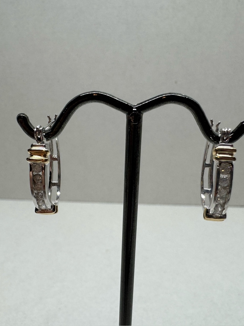 Vintage 14kt white and yellow gold with .40ctw Diamond hoop earrings